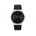 Montre Swatch mixte acier cuir noir - vue 1