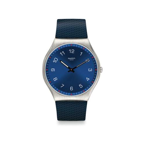 Swatch horloge staal rubber blauw