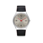 Montre Swatch mixte acier cuir noir - vue 1
