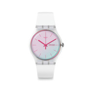 Montre Swatch New gent biosourced Polawhite mixte matériau biosourcé bracelet silicone blanc