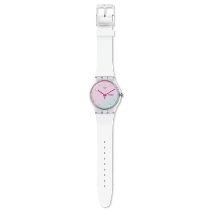 Montre Swatch New gent biosourced Polawhite mixte matériau biosourcé bracelet silicone blanc - vue D1