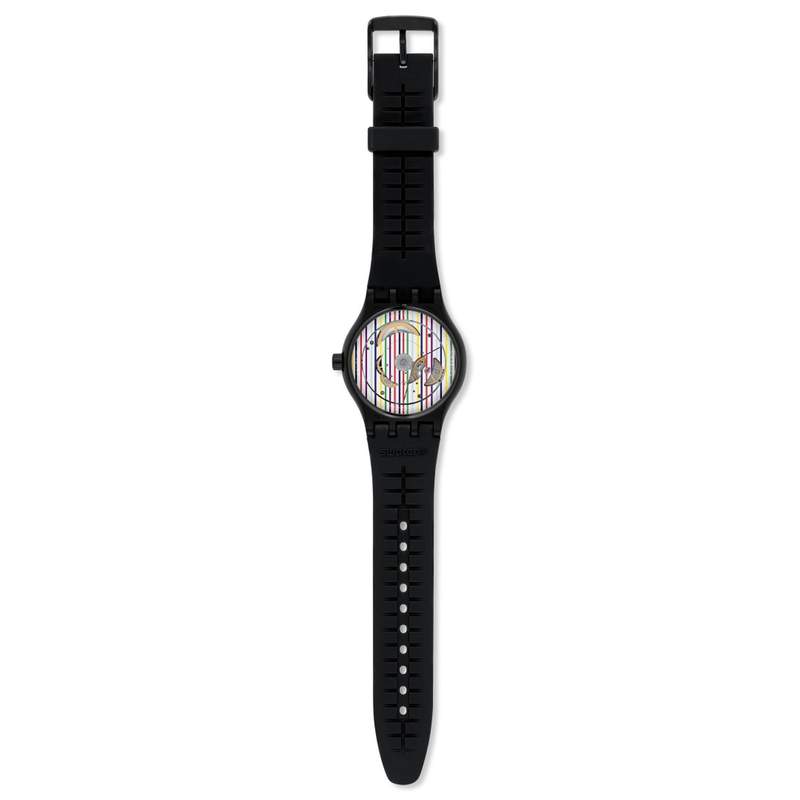 Montre Swatch mixte automatique plastique noir - vue D1