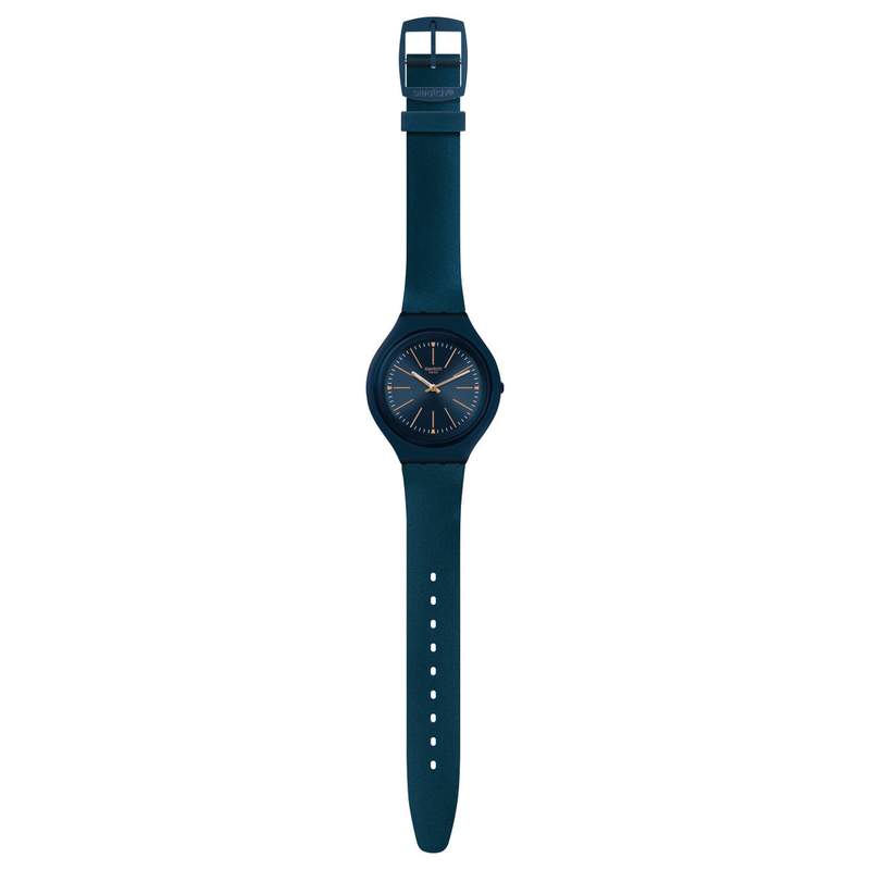 Montre Swatch mixte plastique et silicone bleu - vue D1