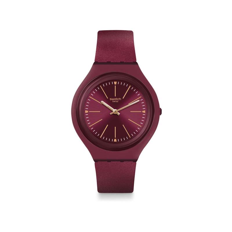 Montre Swatch mixte plastique et silicone rouge - vue 1