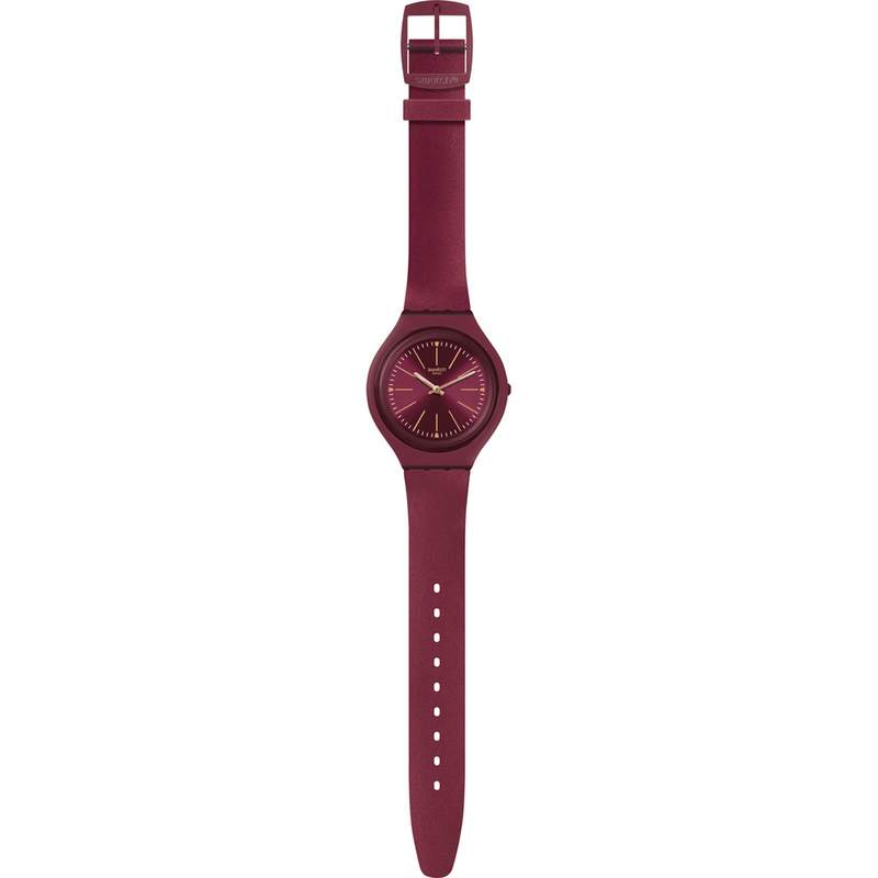 Montre Swatch mixte plastique et silicone rouge - vue D1