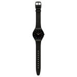 Montre Swatch mixte acier et cuir noir - vue D1