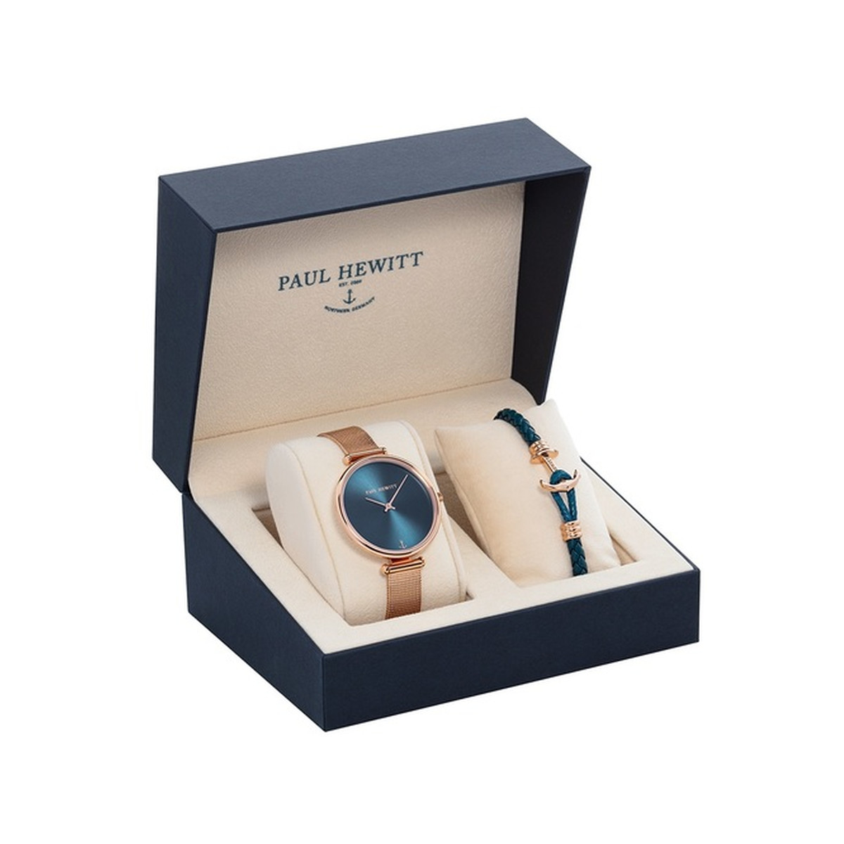 Coffret Paul Hewitt montre acier dore rose
