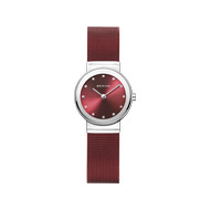 Montre Bering femme acier rouge milanais