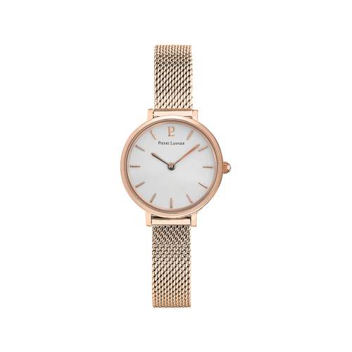 Pierre Lannier Nova roze Milanees stalen horloge