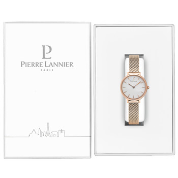 Montre Pierre Lannier Nova acier rose milanais