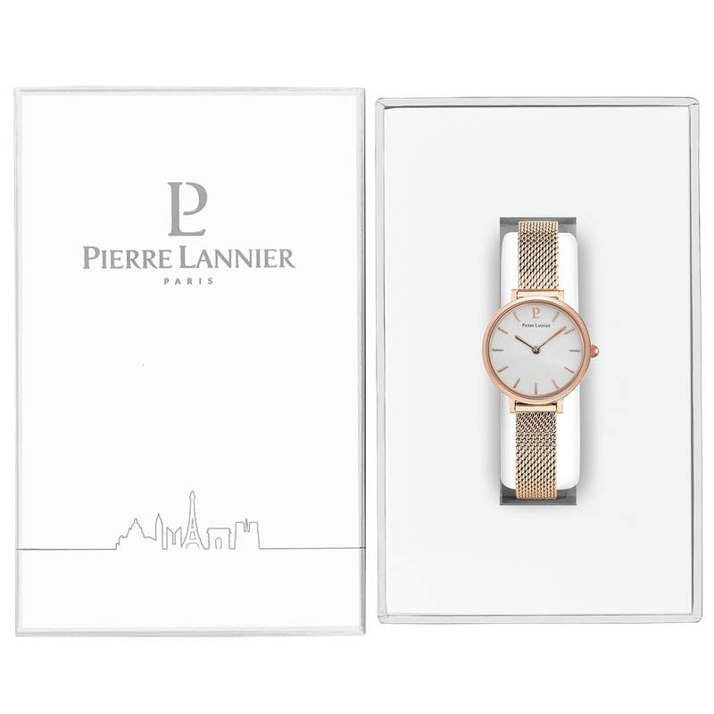 Montre Pierre Lannier Nova acier rose milanais - vue D1