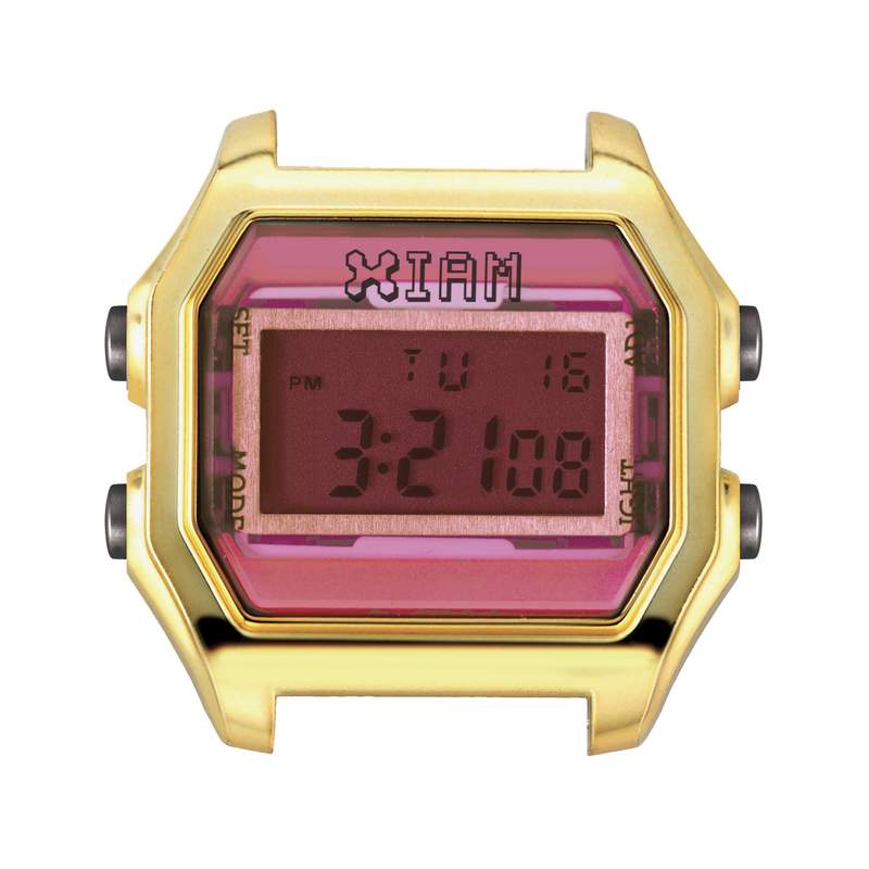 Boîte de montre IAM medium polycarbonate rose - vue 1