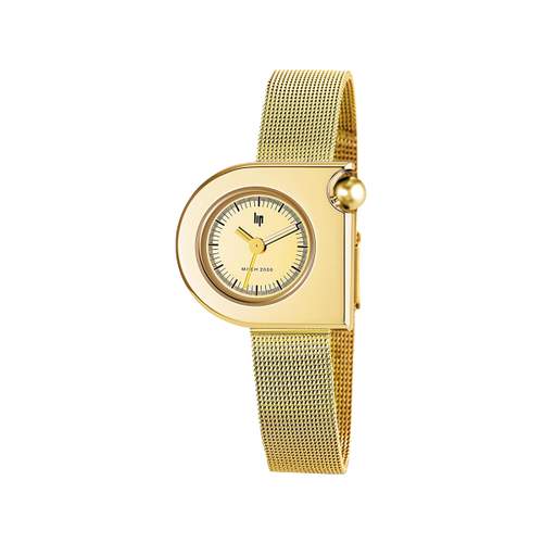 Lip women's watch in gold-plated steel with Milanese stitching