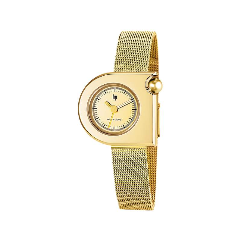 Montre Lip femme acier doré jaune maille milanaise - vue 1