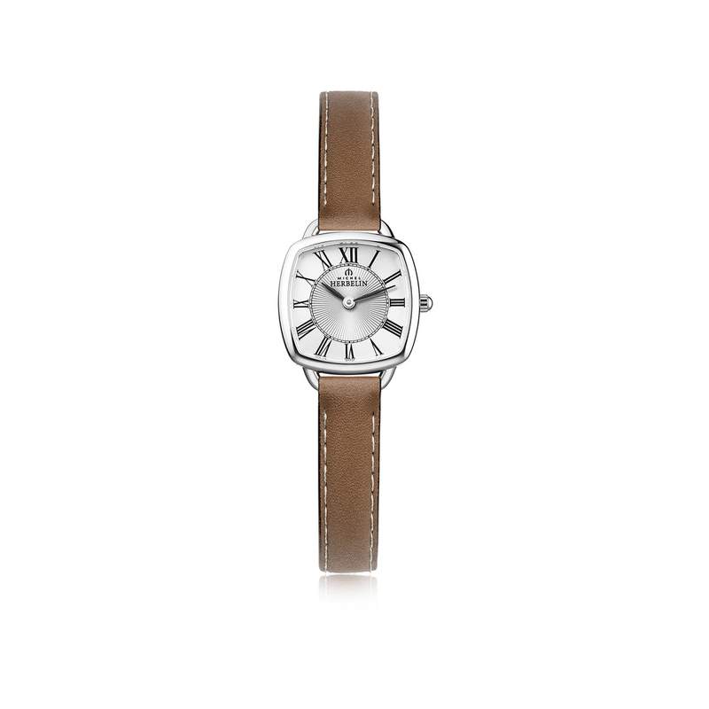 Montre HERBELIN Equinoxe femme acier bracelet cuir gold - vue 1