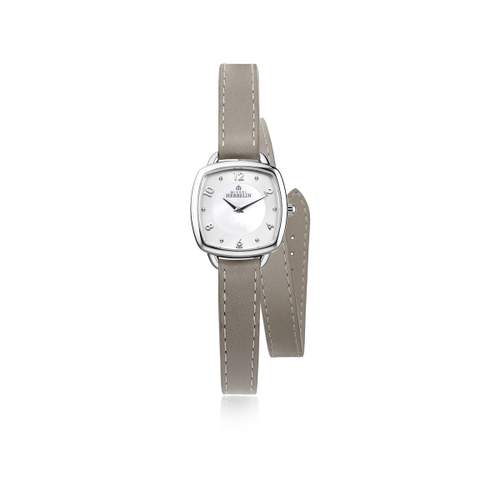 HERBELIN Equinoxe ladies' stainless steel watch with taupe leather strap