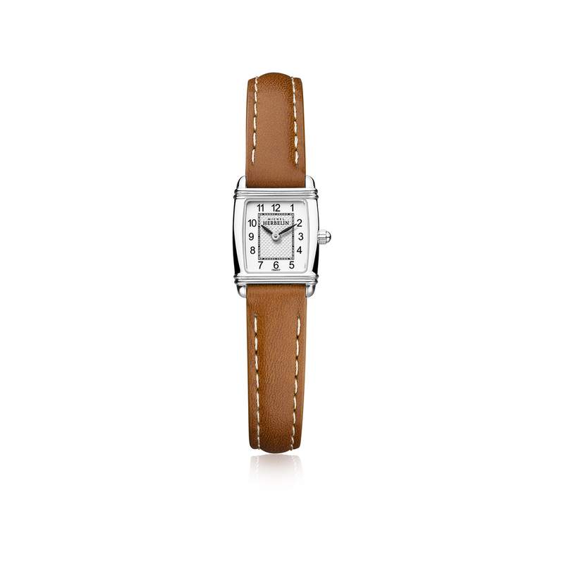 Montre HERBELIN Art Déco acier bracelet cuir gold - vue 1