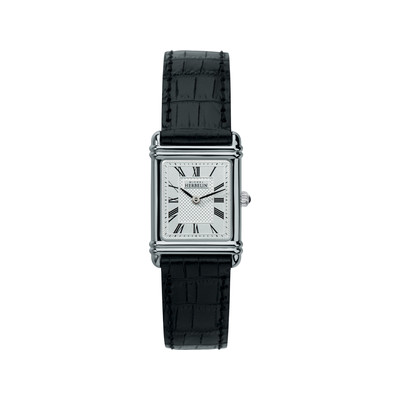 HERBELIN Art Deco steel watch with leather strap
