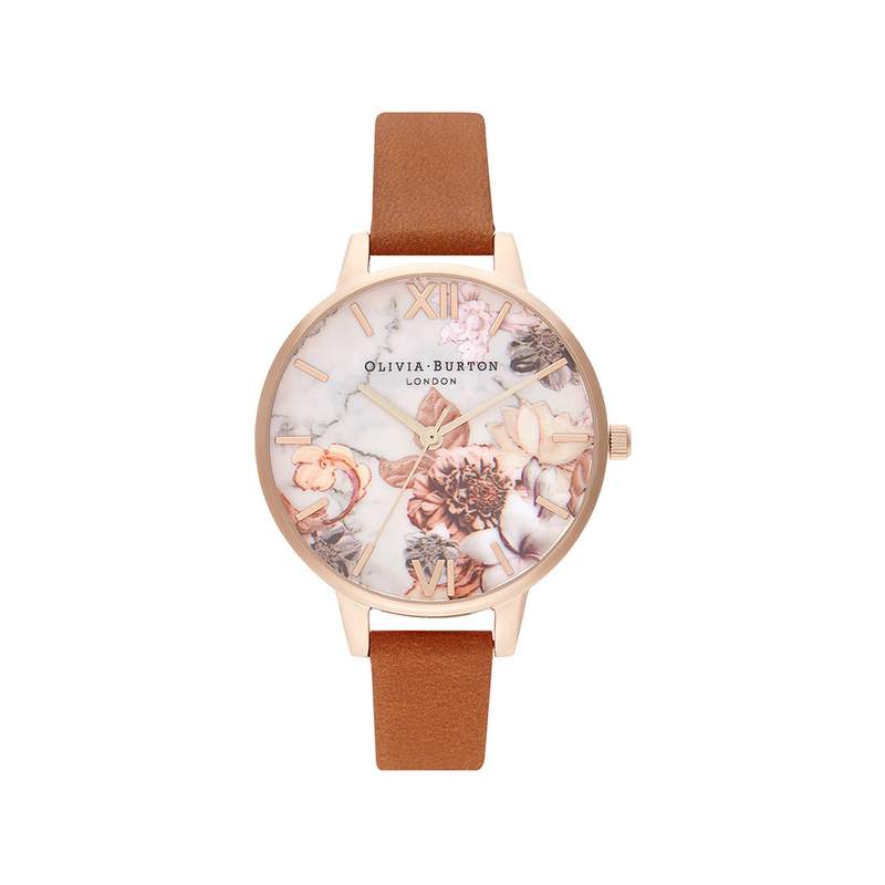 Montre OLIVIA BURTON MARBLE FLORALS Bracelet Cuir - vue 1