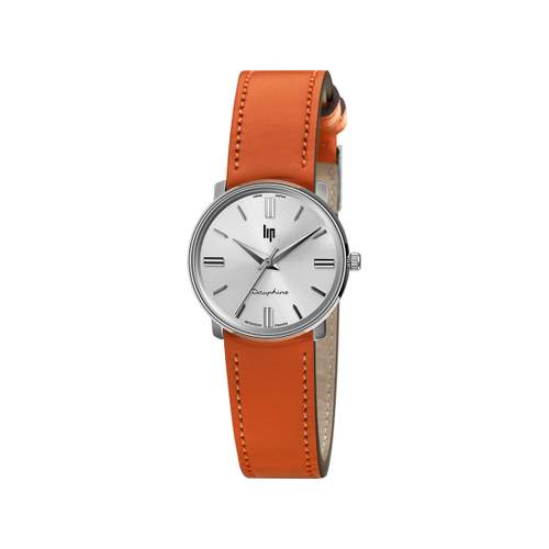 Lip women's orange brown leather watch