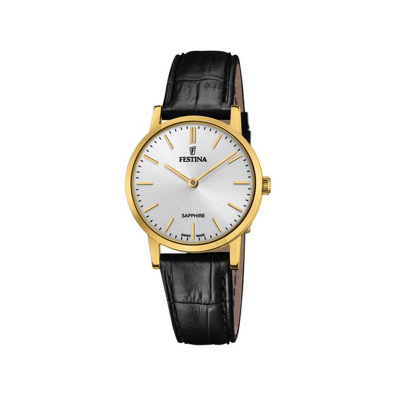 MONTRE FESTINA FEMME ACIER DORÉ CUIR NOIR - vue 1