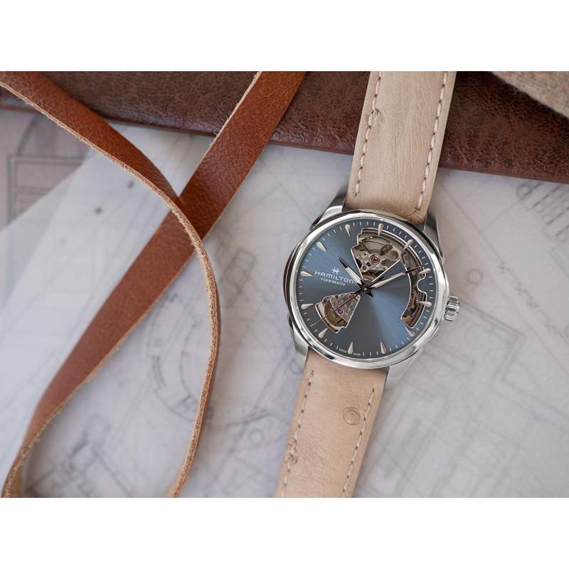 MONTRE HAMILTON FEMME AUTOMATIQUE ACIER CUIR BEIGE - vue D3