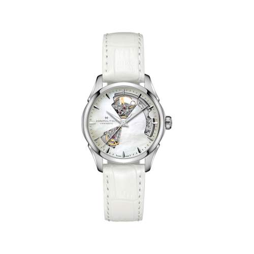 HAMILTON WOMEN'S AUTOMATIC STEEL WHITE LEATHER WATCH