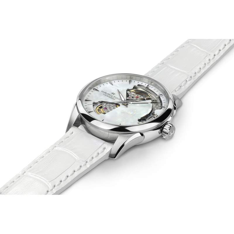 MONTRE HAMILTON FEMME AUTOMATIQUE ACIER CUIR BLANC - vue 2