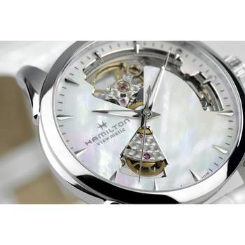 HAMILTON DAMESHORLOGE, AUTOMATISCH, STAAL, WIT LEDER