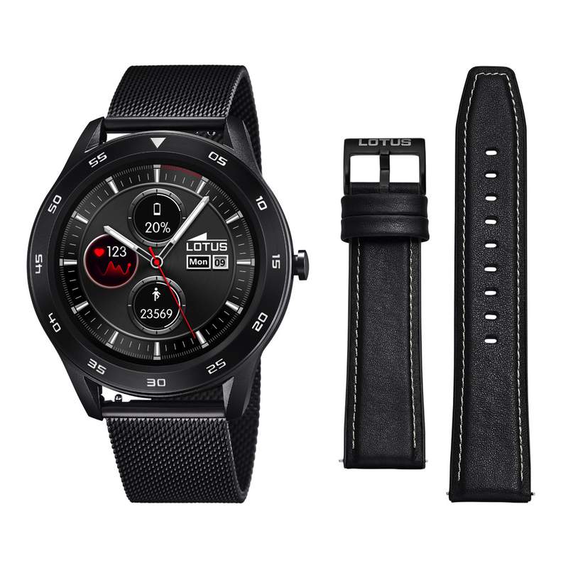 MONTRE CONNECTÉE LOTUS MIXTE ACIER NOIR - vue D1