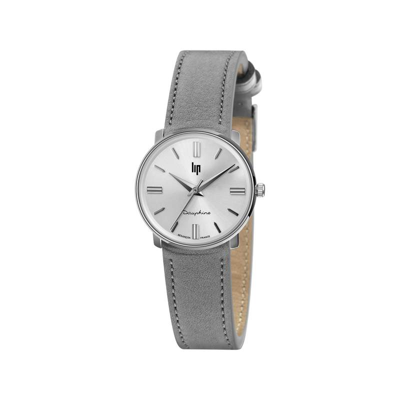 Montre Lip femme acier cuir gris - vue 1