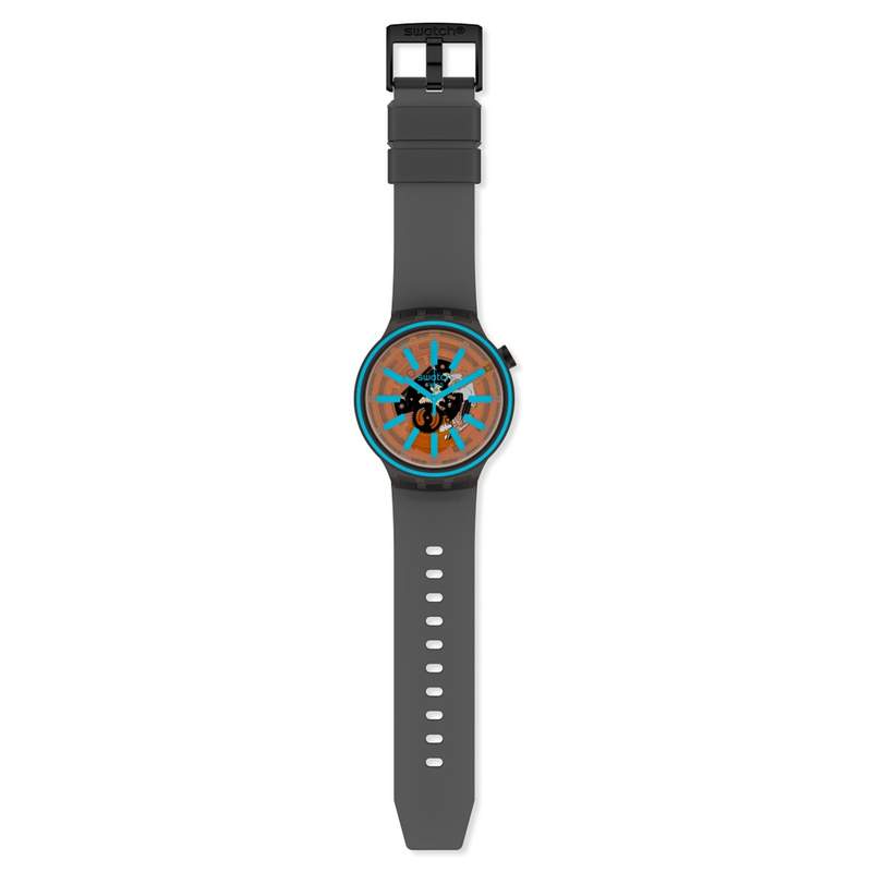 Montre Swatch mixte plastique silicone noir - vue D1
