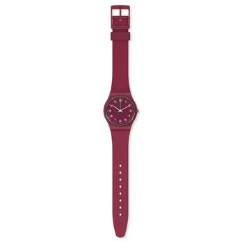 Rood plastic Swatch horloge