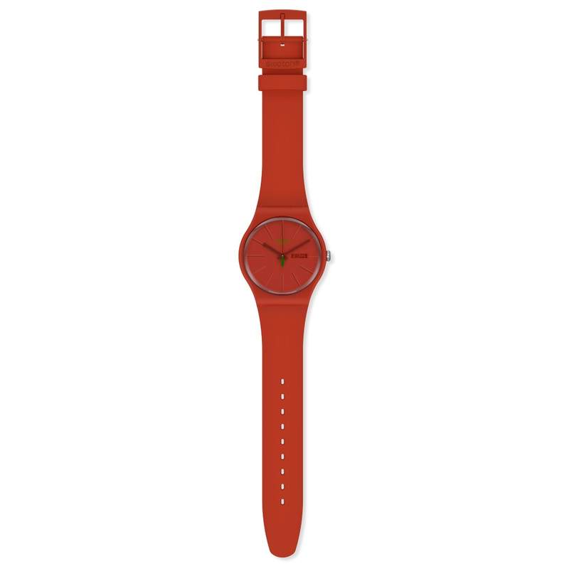 Montre Swatch mixte plastique rouge - vue D1