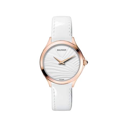 Montre Balmain femme acier doré rose cuir blanc