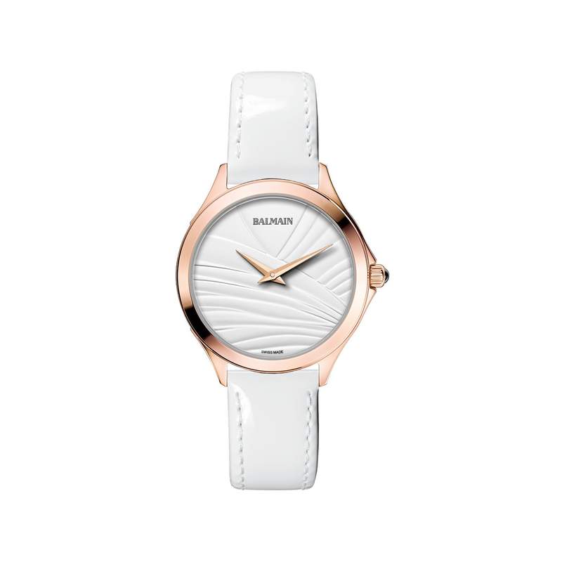 Montre Balmain femme acier doré rose cuir blanc - vue 1