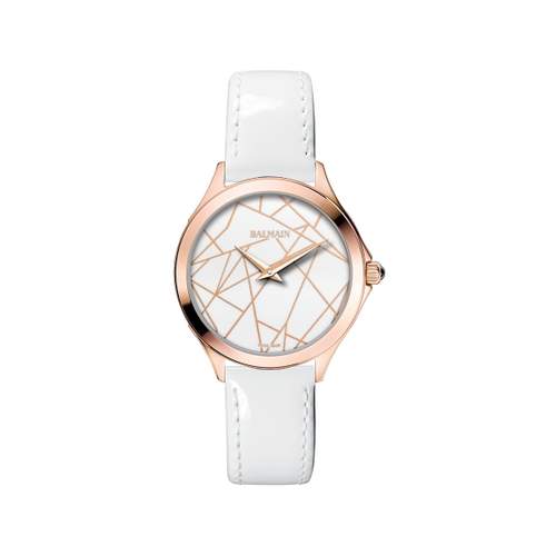 Montre Balmain femme acier doré rose cuir blanc