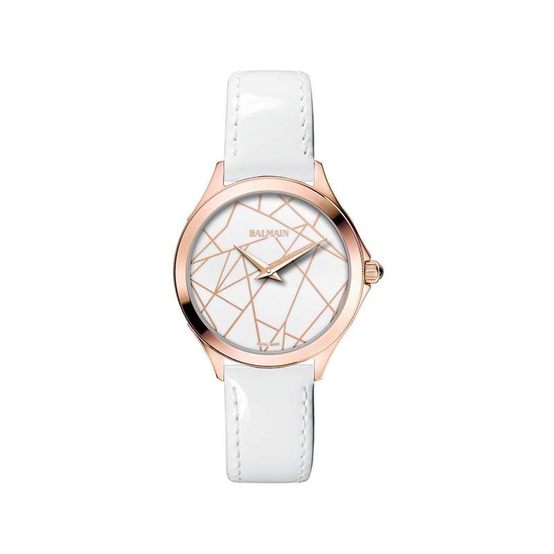Montre Balmain femme acier doré rose cuir blanc - vue 1