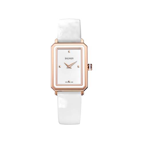 Montre Balmain femme acier doré rose cuir blanc