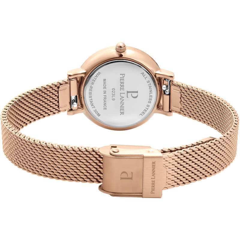 Montre Pierre Lannier femme acier doré rose milanais - vue 3