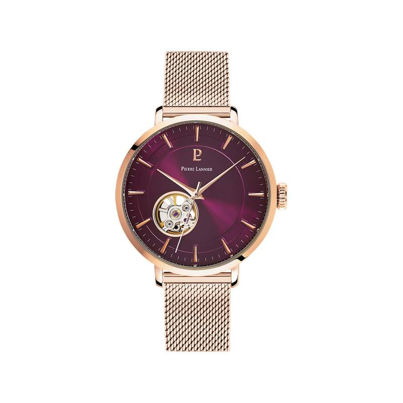 Montre Pierre Lannier femme automatique acier doré rose - vue 1
