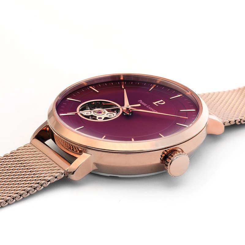 Montre Pierre Lannier femme automatique acier doré rose - vue D1