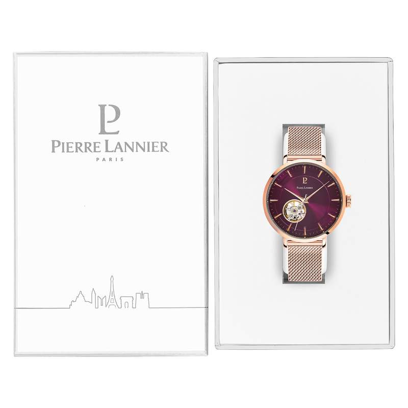 Montre Pierre Lannier femme automatique acier doré rose - vue D5