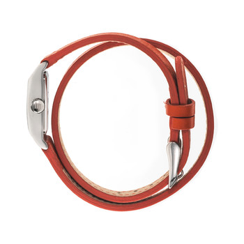 Lip stalen dameshorloge in oranje leer