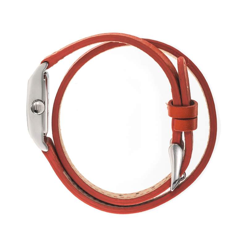 Montre Lip femme acier cuir orange - vue 2