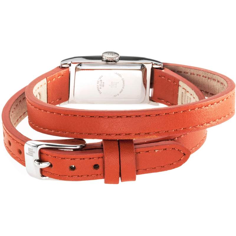 Montre Lip femme acier cuir orange - vue 3