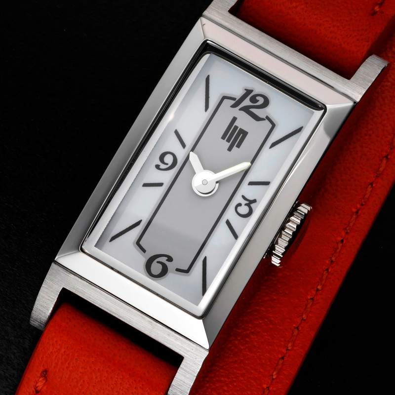 Montre Lip femme acier cuir orange - vue D1