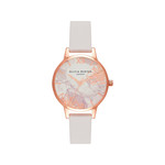 Montre Olivia Burton femme acier doré rose cuir blanc - vue 1