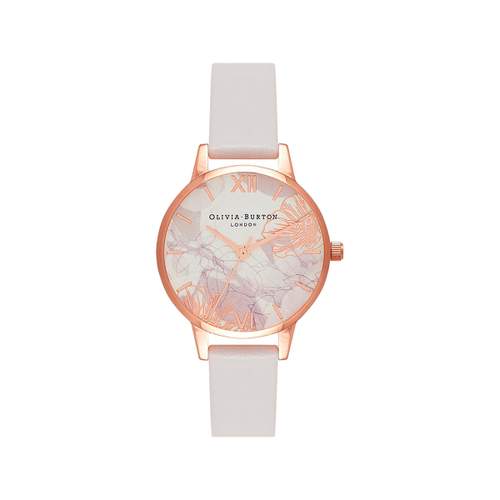 Olivia Burton women's watch pink gold steel white leather