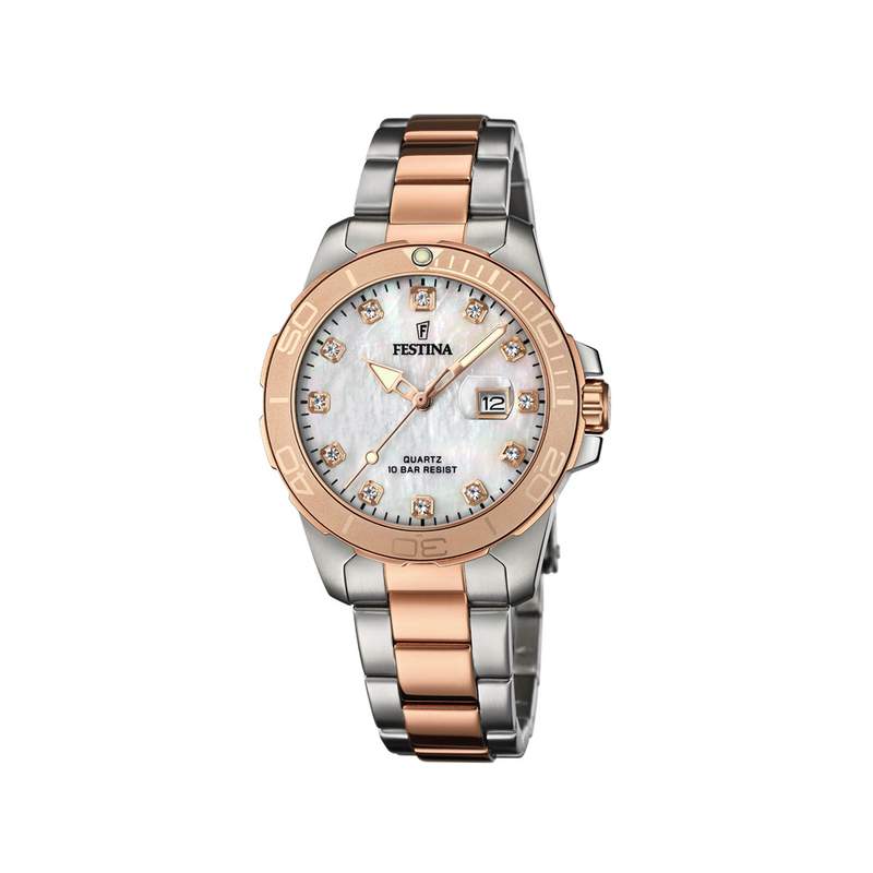 Montre Festina femme acier bicolore rose - vue 1